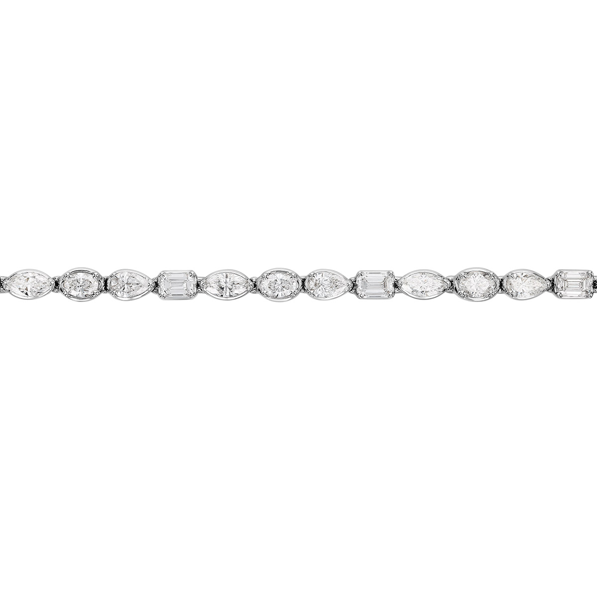 Rahaminov Multi-Shape Diamond Tennis Bracelet in White Gold, 6.75