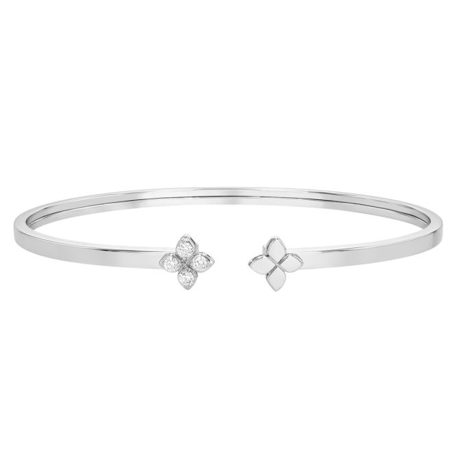 Roberto Coin Love in Verona Diamond Flower Cuff Bracelet in White Gold