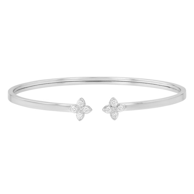 Roberto Coin Love in Verona Diamond Flower Cuff Bracelet in White Gold
