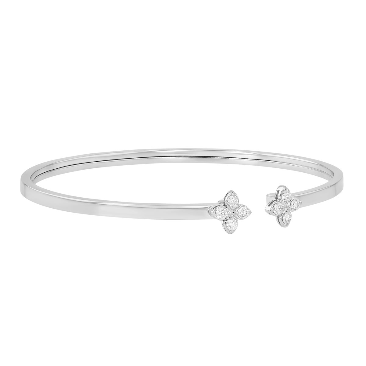 Roberto Coin Love in Verona Diamond Flower Cuff Bracelet in White Gold