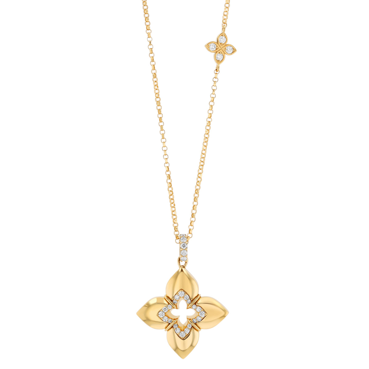 Roberto Coin Venetian Princess Diamond Floral Pendant in Yellow Gold