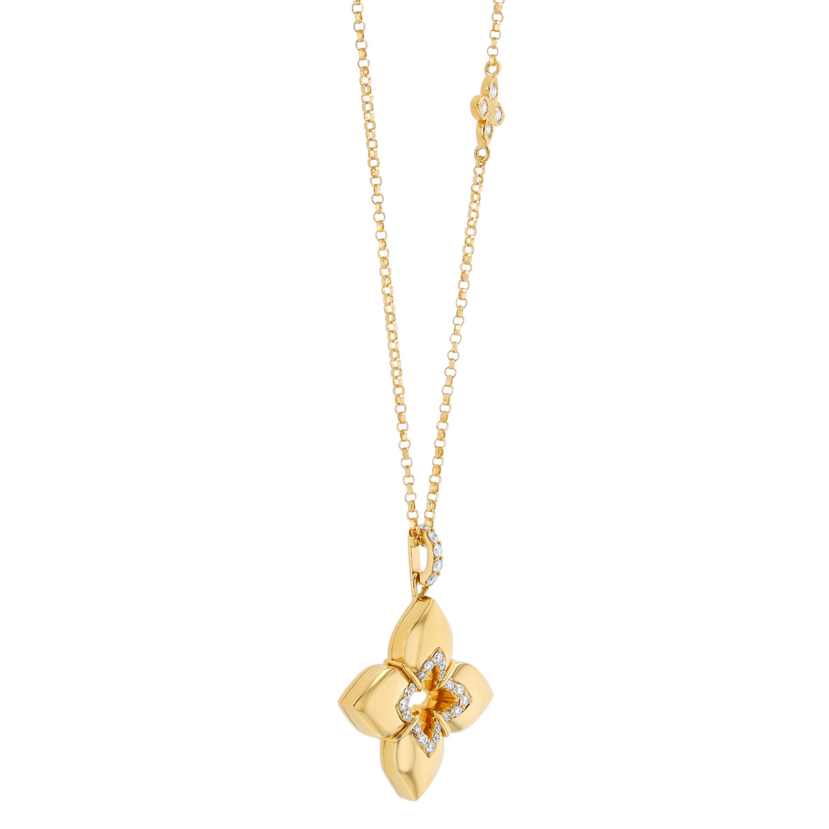 Roberto Coin Venetian Princess Diamond Floral Pendant in Yellow Gold