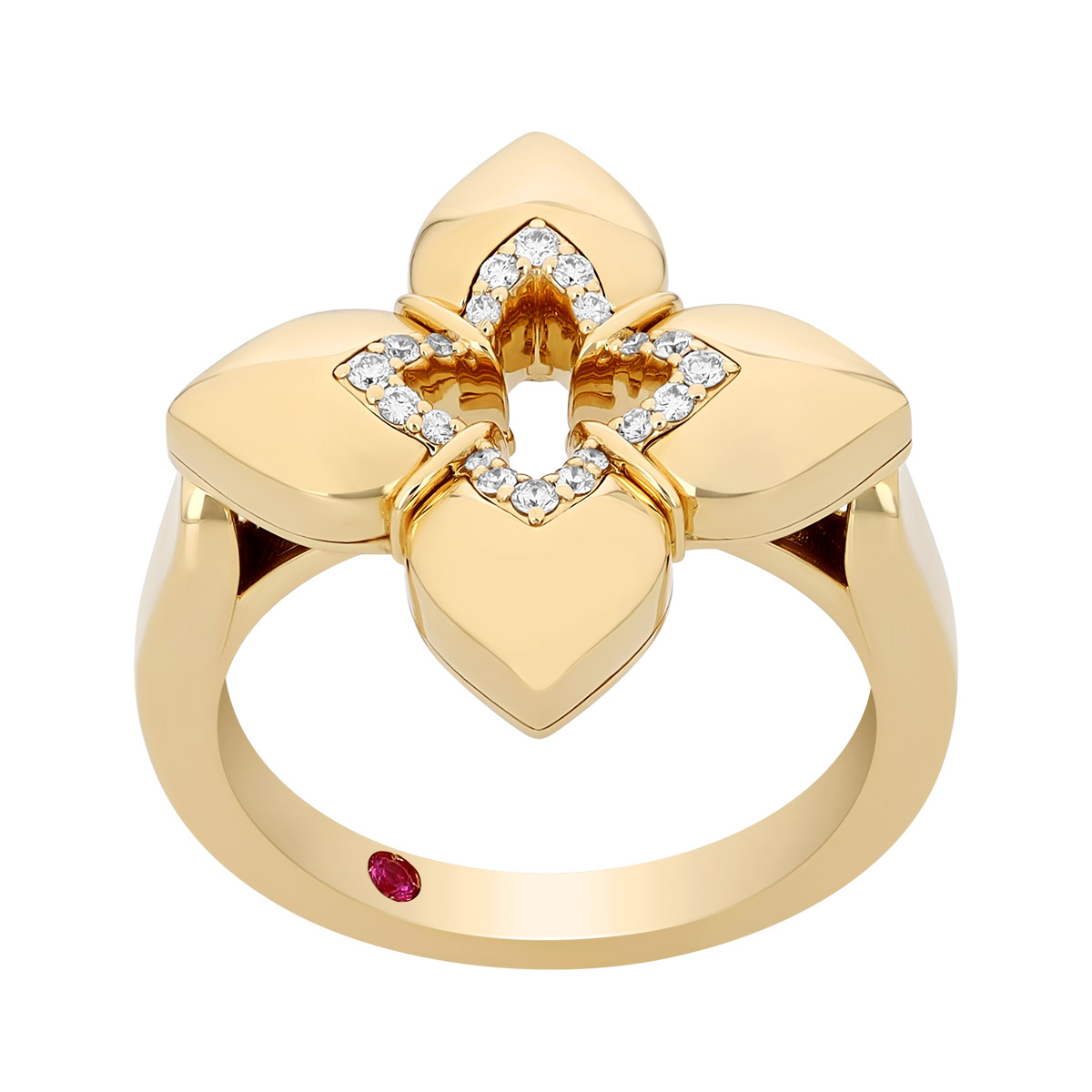 Roberto Coin Venetian Princess Diamond Flower Ring in Yellow Gold