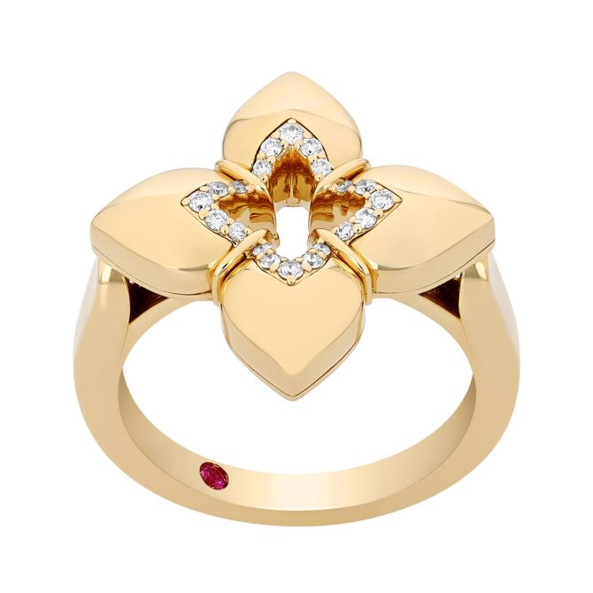 Roberto Coin Venetian Princess Diamond Flower Ring in Yellow Gold