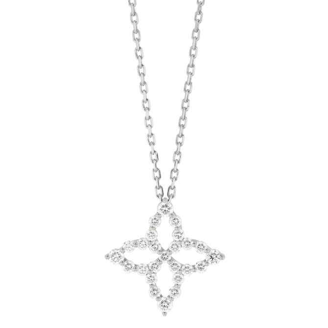 Roberto Coin Princess Diamond Flower Pendant in White Gold, 18"