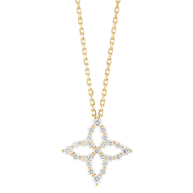 Roberto Coin Princess Diamond Flower Pendant in Yellow Gold, 18"