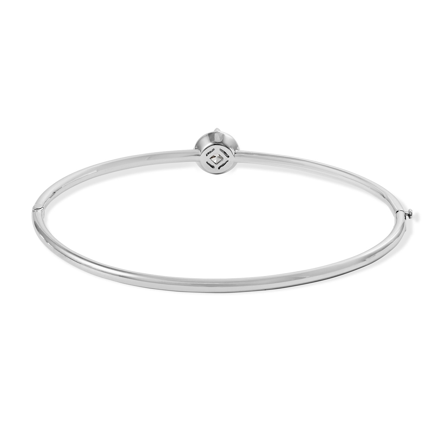 Clarity Diamond Lab-Grown Round Diamond Hinged Bangle Bracelet in White Gold, 1.48 ct