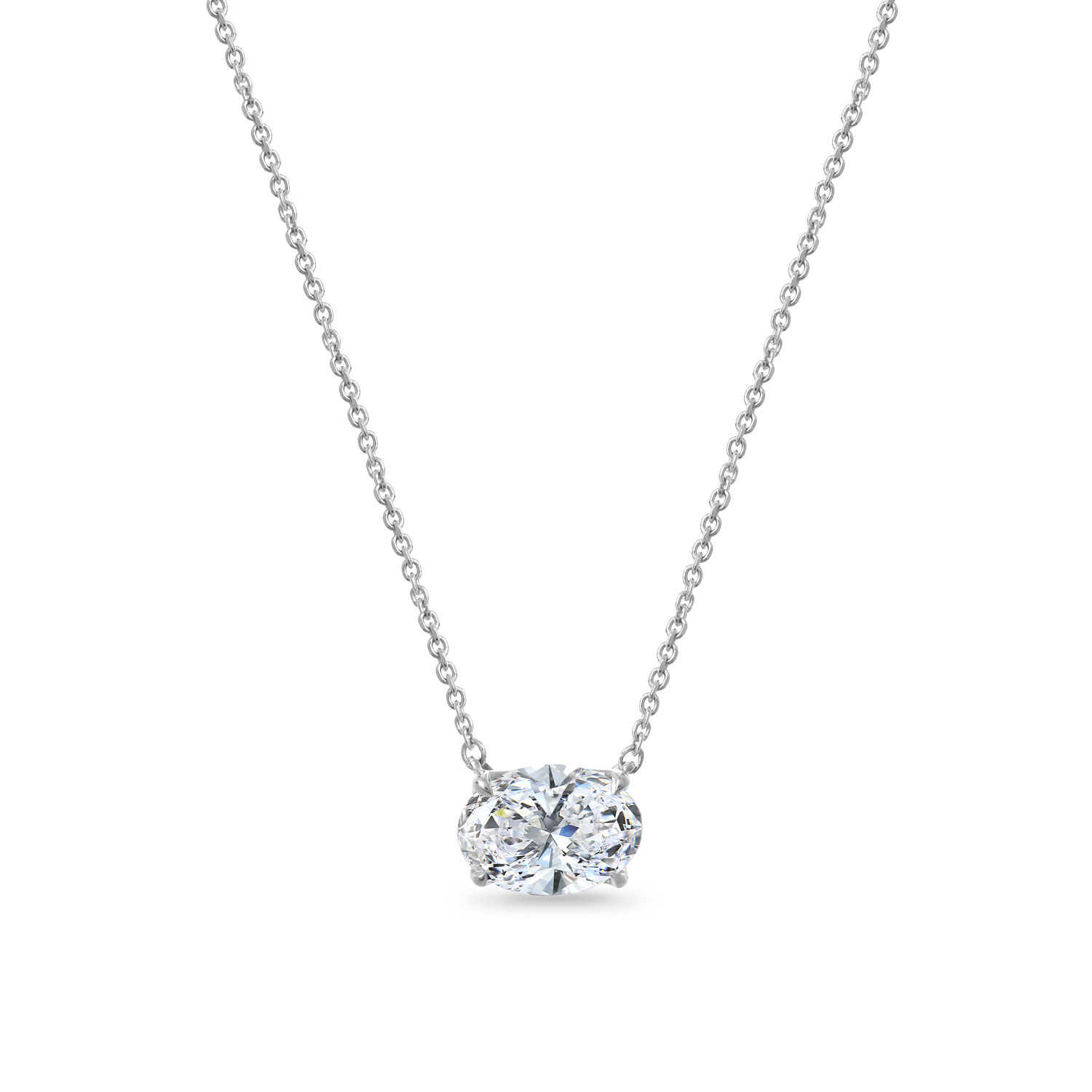Clarity Diamond Signature Lab-Grown Oval Diamond Pendant in White Gold, 18