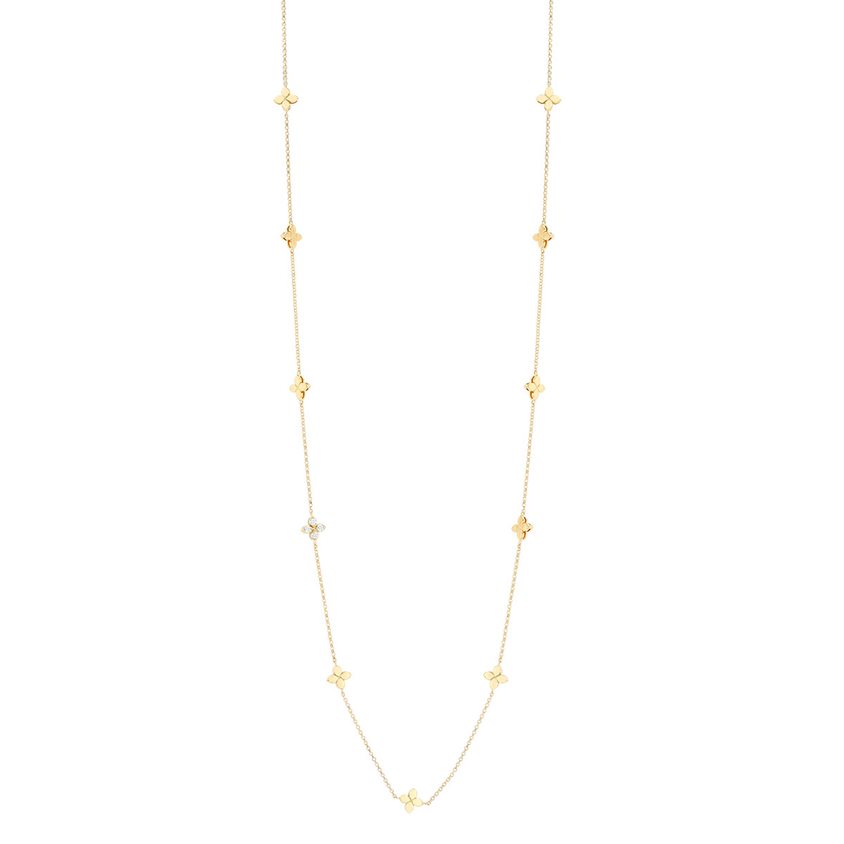 Roberto Coin Love in Verona Diamond & Yellow Gold Flower Station Necklace, 31