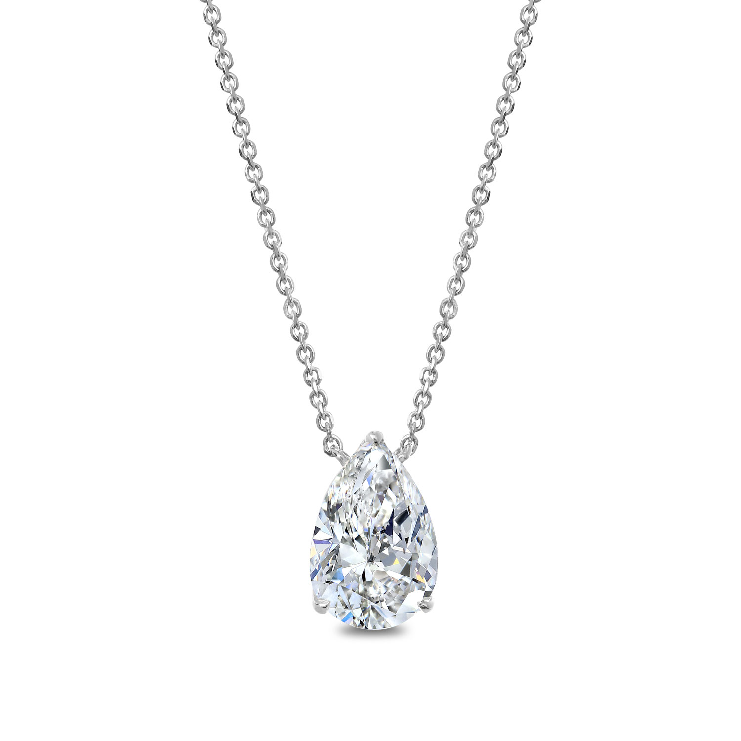 Clarity Diamond Signature Lab-Grown Pear Diamond Pendant in White Gold, 18