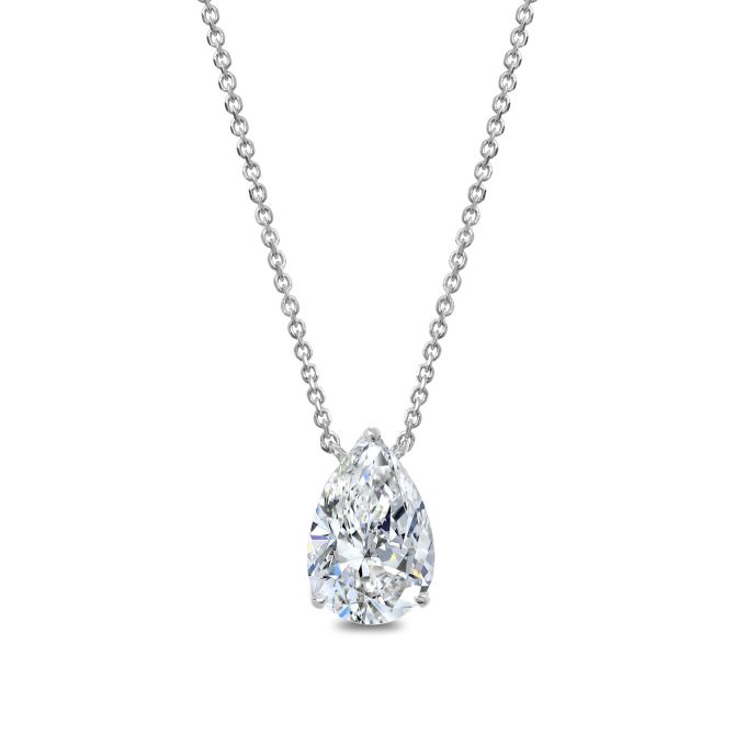Clarity Diamond Signature Lab-Grown Pear Diamond Pendant in White Gold, 18", 1.55 ct