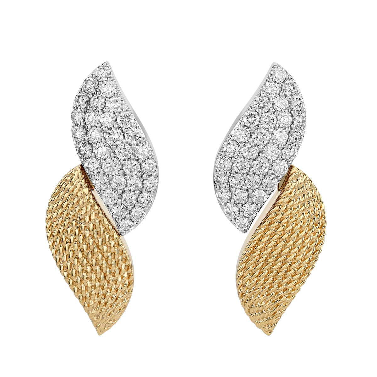 Roberto Coin San Marco Diamond Pavé & Textured Drop Earrings in Two Tone