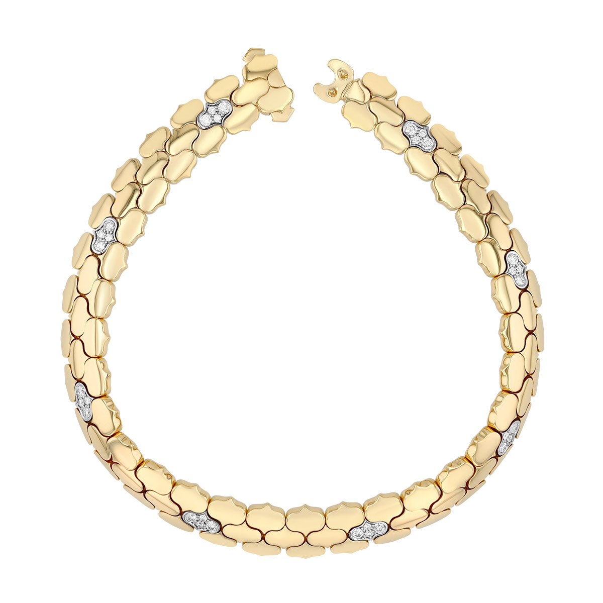 Roberto Coin Cobra Diamond Station Bracelet in Two Tone