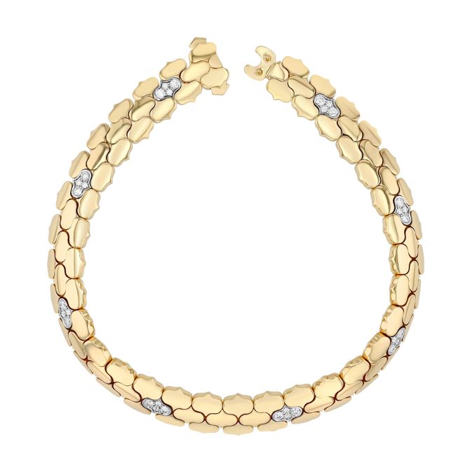 Roberto Coin Cobra Diamond Station Bracelet in Two Tone