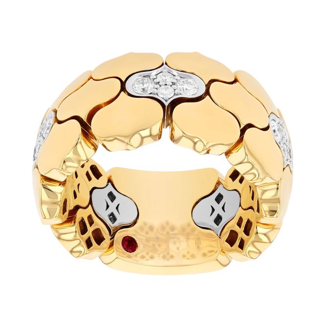 Roberto Coin Cobra Diamond Cluster Station Ring in Two Tone