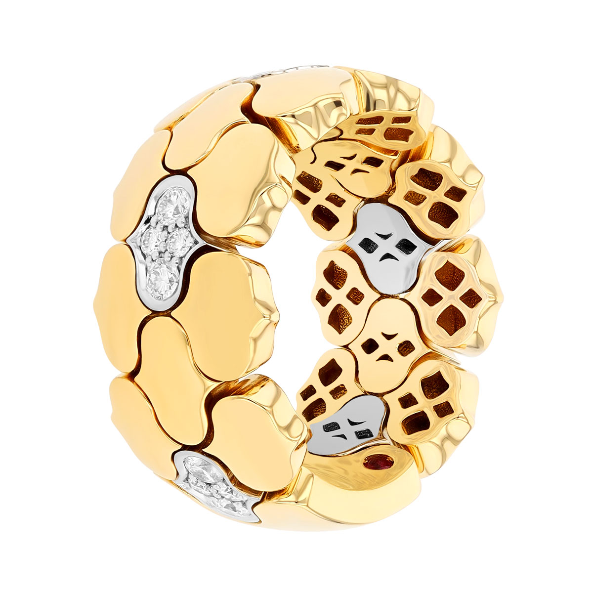 Roberto Coin Cobra Diamond Cluster Station Ring in Two Tone