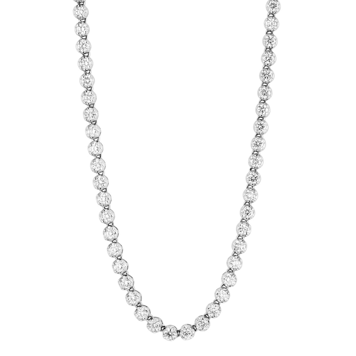 Roberto Coin Round Diamond Tennis Necklace in White Gold, 16