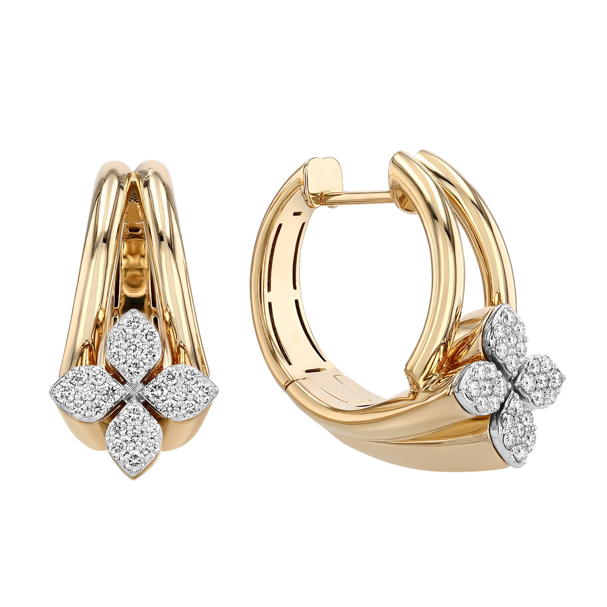 Roberto Coin Love in Verona Diamond Pavé Flower Wrap Hoop Earrings in Two Tone