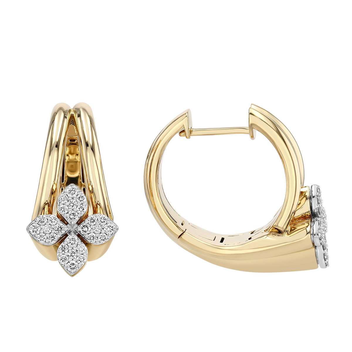 Roberto Coin Love in Verona Diamond Pavé Flower Wrap Hoop Earrings in Two Tone