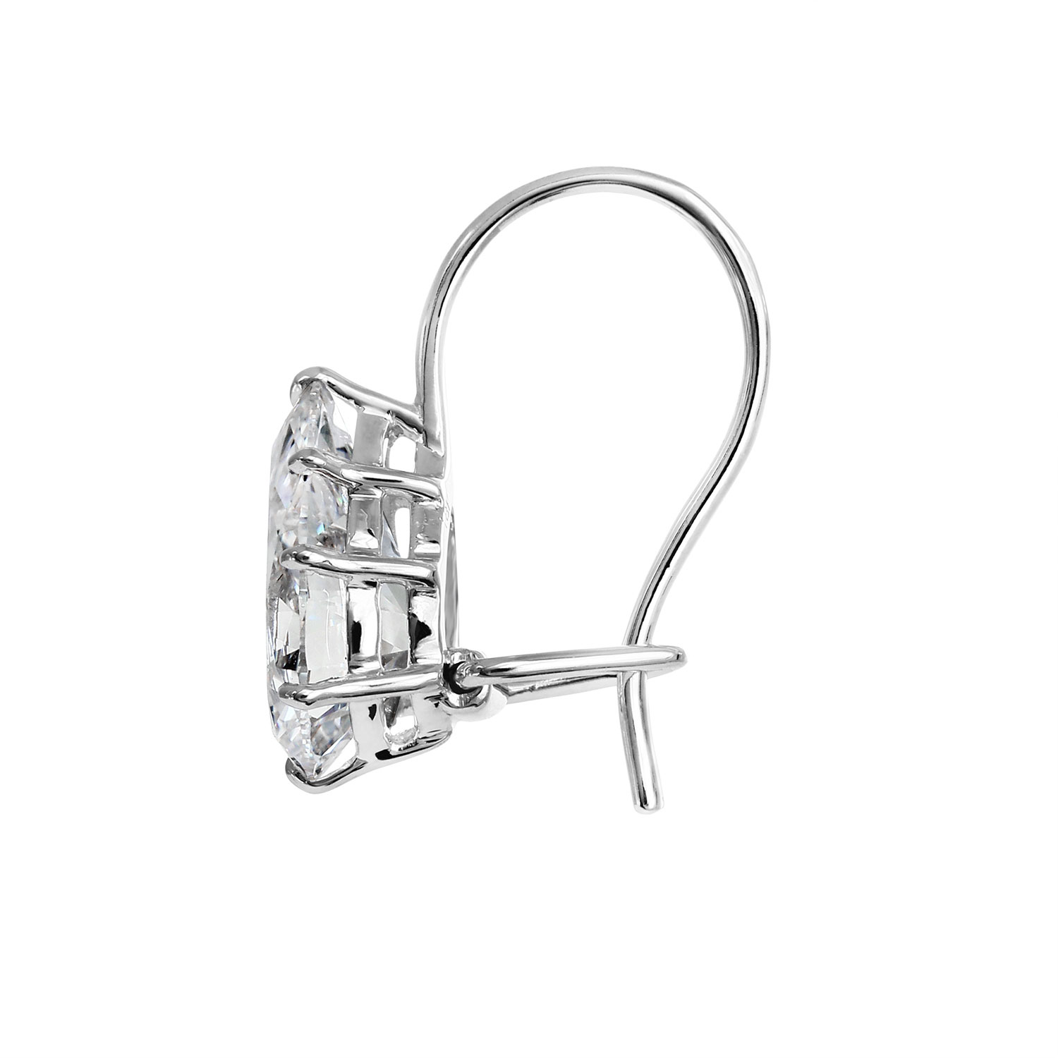 Clarity Diamond Lab-Grown Pear Diamond French Wire Drop Earrings in White Gold, 3.17 cttw