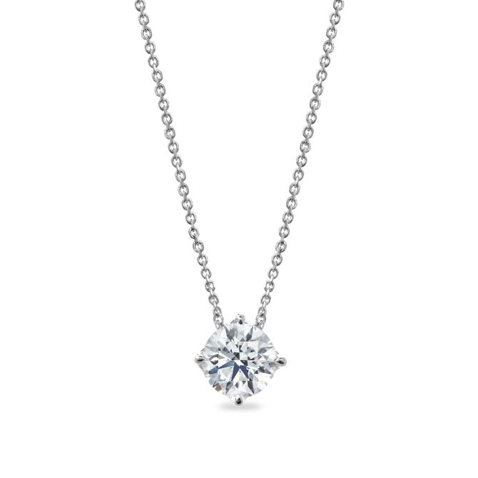 Clarity Diamond Signature Lab-Grown Round Diamond Pendant in White Gold, 18", 1.05 ct