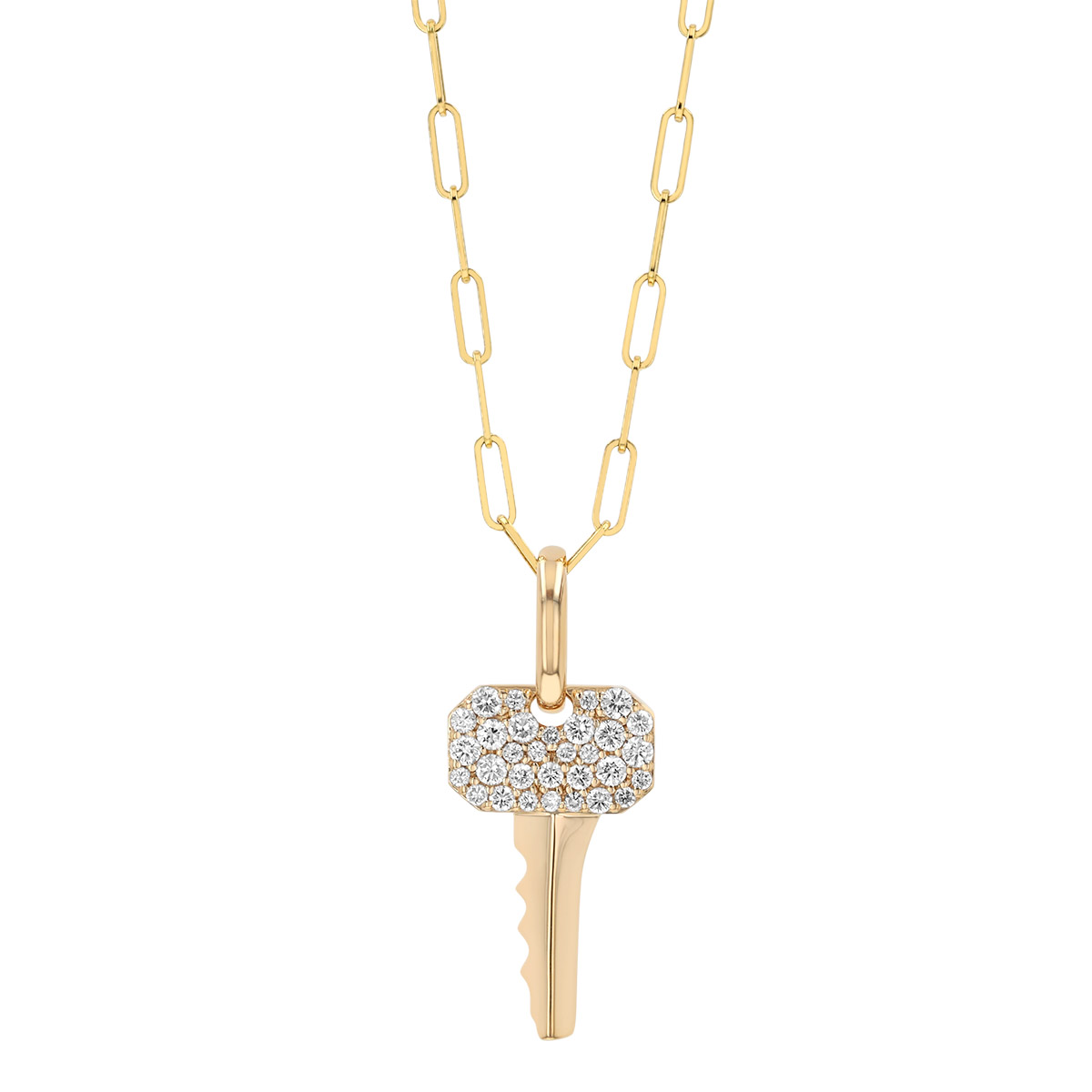 Phillips House Affair Diamond Pavé Key Pendant in Yellow Gold