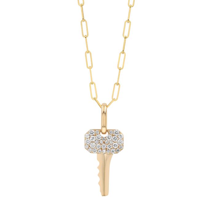 Phillips House Affair Diamond Pavé Key Pendant in Yellow Gold