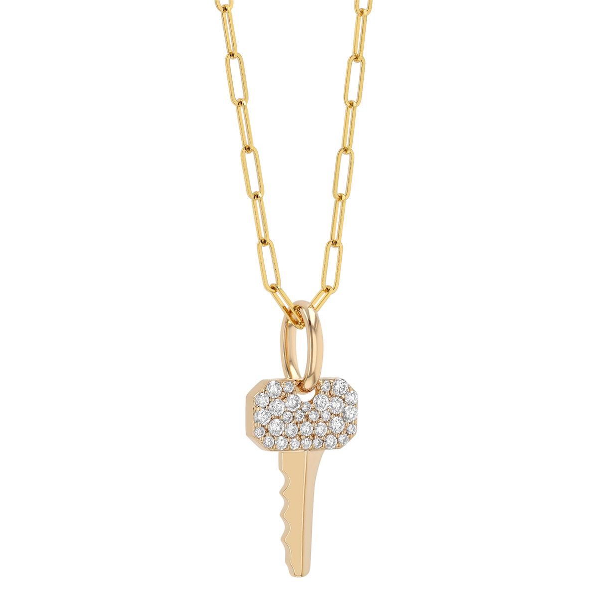 Phillips House Affair Diamond Pavé Key Pendant in Yellow Gold