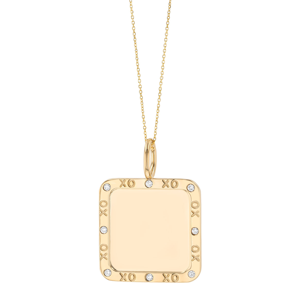 Phillips House Diamond XOXO Square Pendant in Yellow Gold