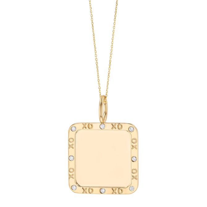 Phillips House Diamond XOXO Square Pendant in Yellow Gold