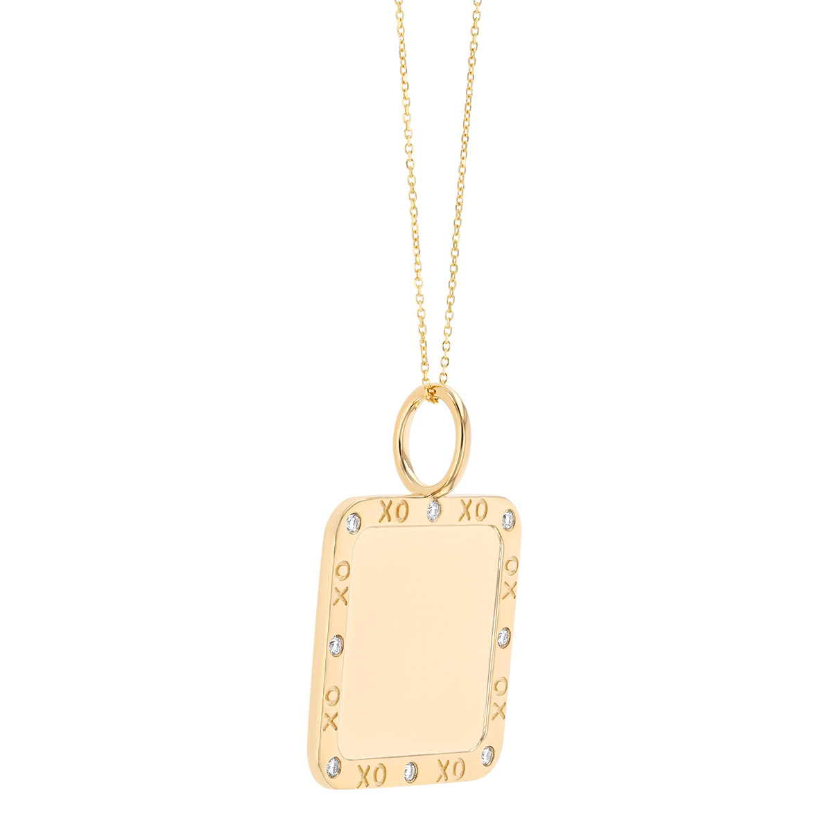 Phillips House Diamond XOXO Square Pendant in Yellow Gold