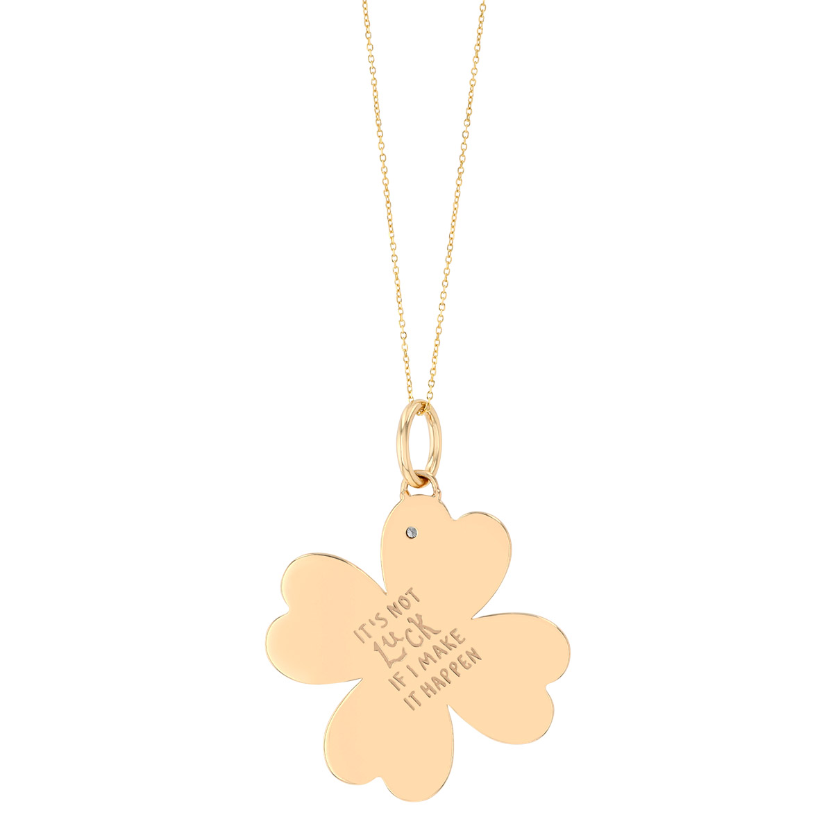Phillips House Yellow Gold Inscribed 4-Leaf Clover Pendant with Diamond Accent