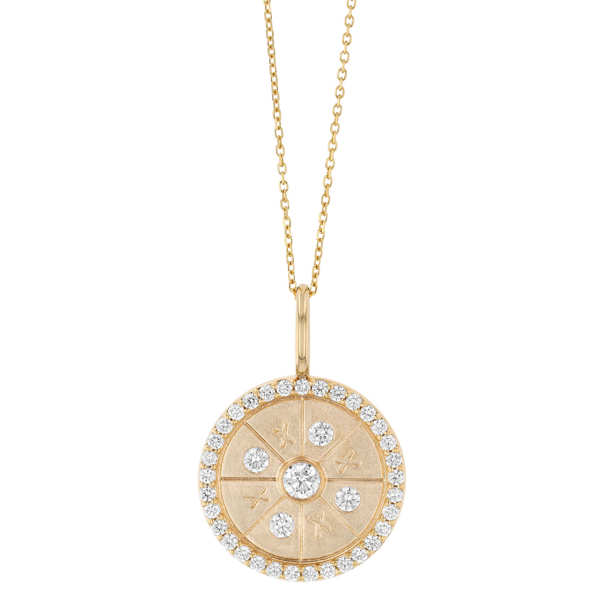 Phillips House Diamond XOXO Circle Pendant in Yellow Gold
