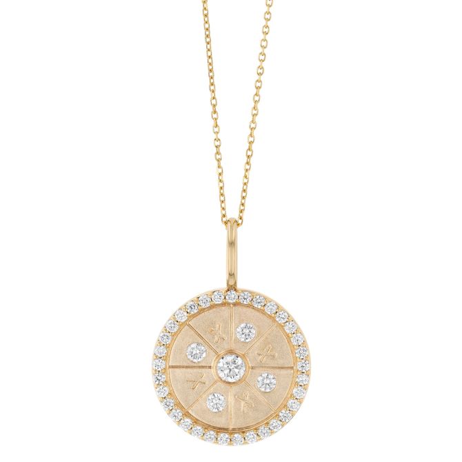 Phillips House Diamond XOXO Circle Pendant in Yellow Gold