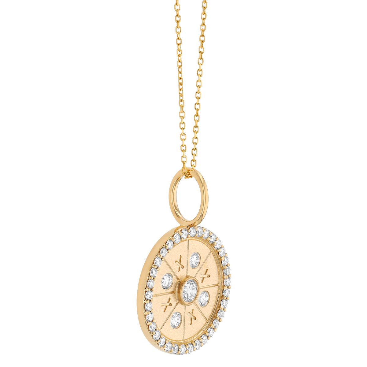 Phillips House Diamond XOXO Circle Pendant in Yellow Gold