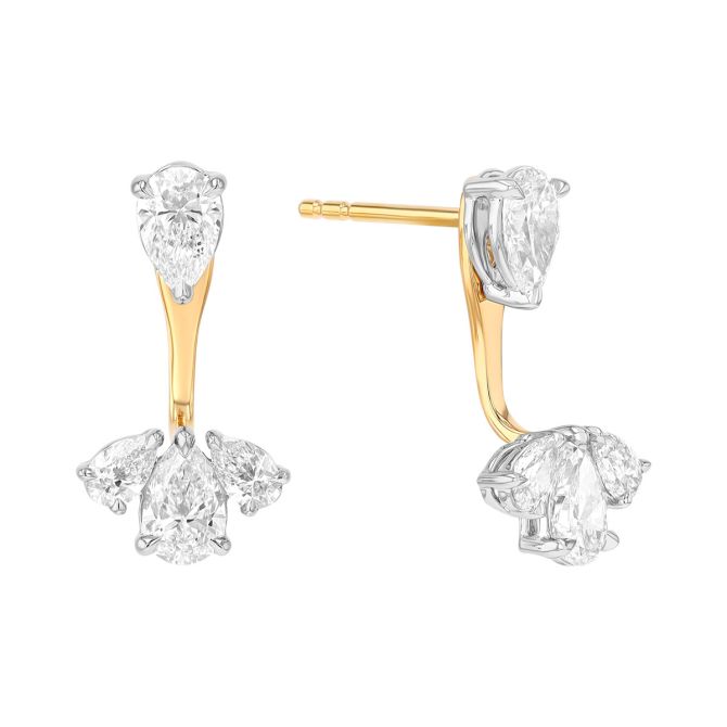 Phillips House Triple Pear Shaped Diamond Enhancers in Yellow Gold & Platinum