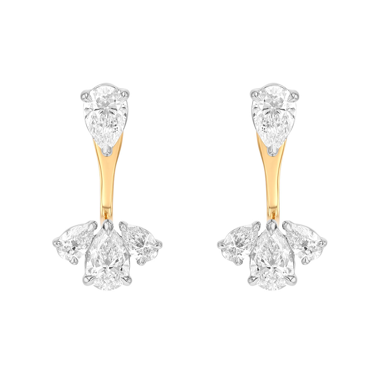 Phillips House Triple Pear Shaped Diamond Enhancers in Yellow Gold & Platinum
