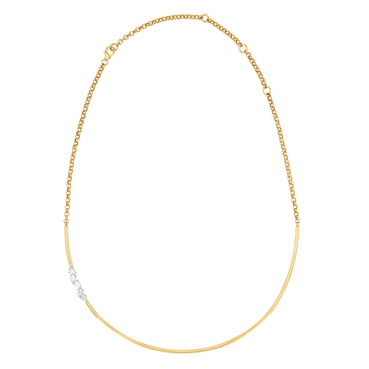 Phillips House One of One Pear Shape Diamond 5 Stone Collar Necklace in Yellow Gold & Platinum