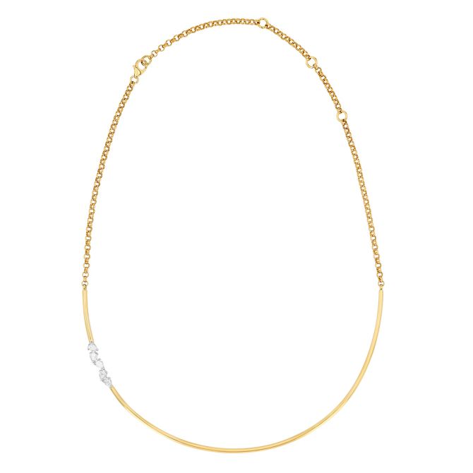 Phillips House One of One Pear Shape Diamond 5 Stone Collar Necklace in Yellow Gold & Platinum