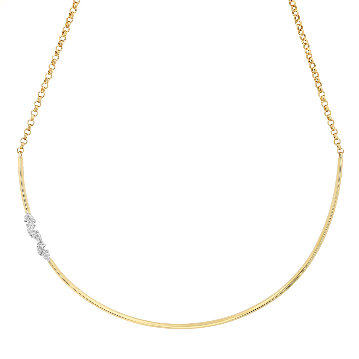 Phillips House One of One Pear Shape Diamond 5 Stone Collar Necklace in Yellow Gold & Platinum