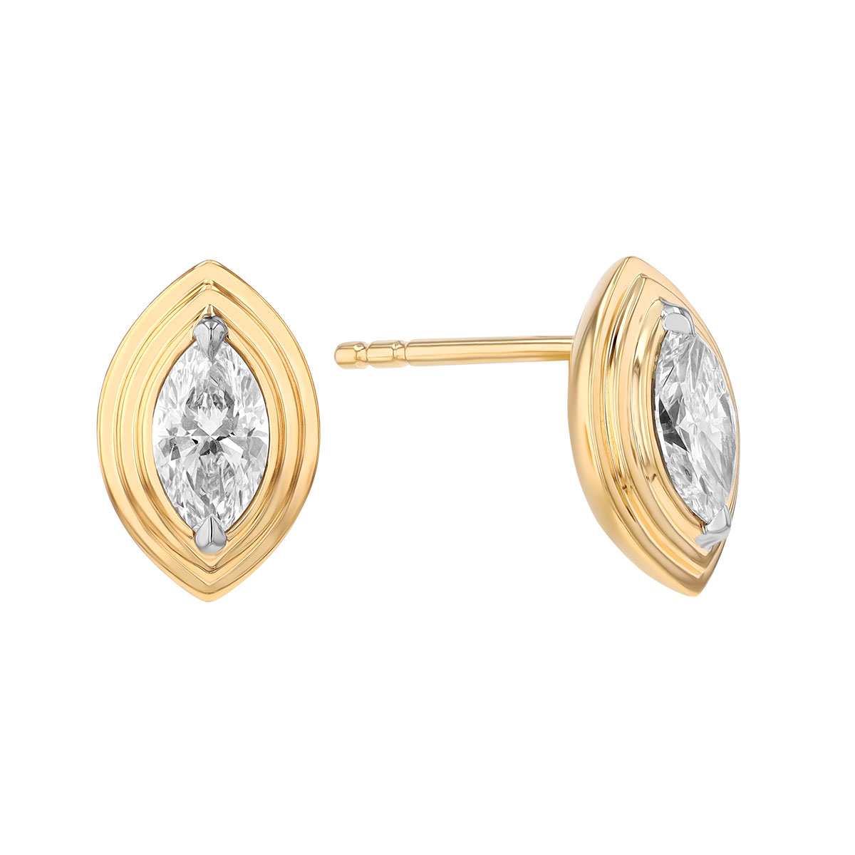 Phillips House Marquise Diamond Mini Stud Earrings in Yellow Gold
