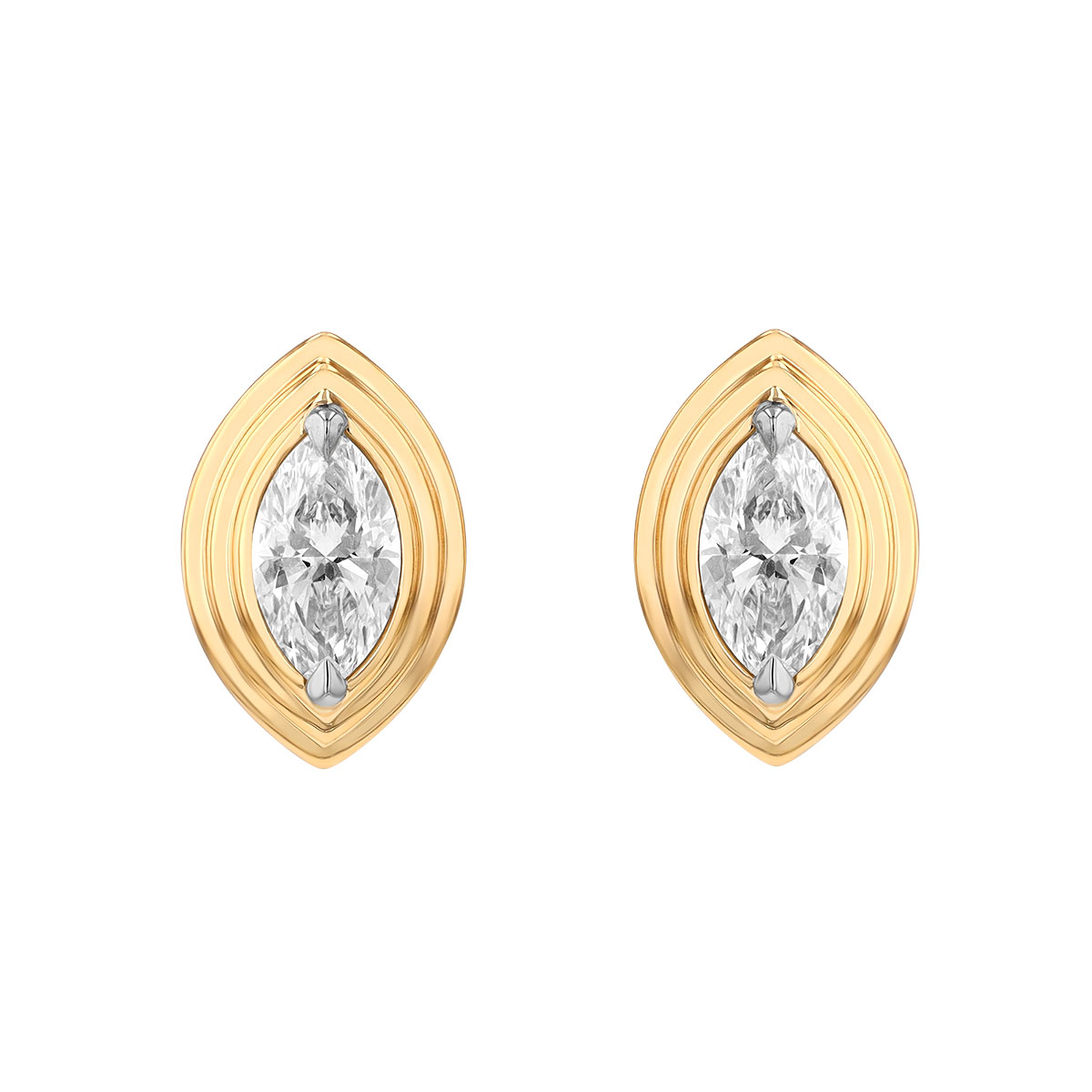 Phillips House Marquise Diamond Mini Stud Earrings in Yellow Gold