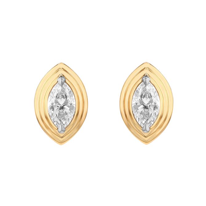 Phillips House Marquise Diamond Mini Stud Earrings in Yellow Gold