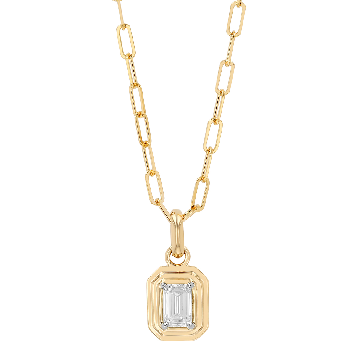 Phillips House Stories Emerald Cut Diamond Pendant in Yellow Gold & Platinum