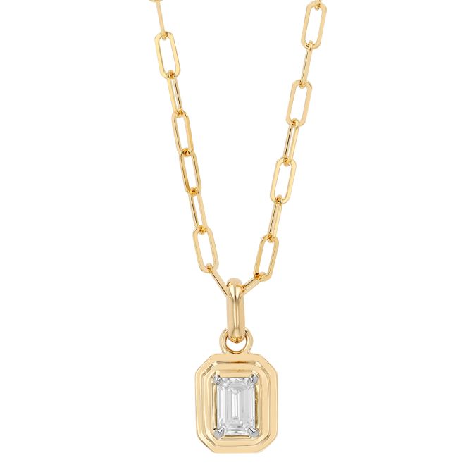 Phillips House Stories Emerald Cut Diamond Pendant in Yellow Gold & Platinum