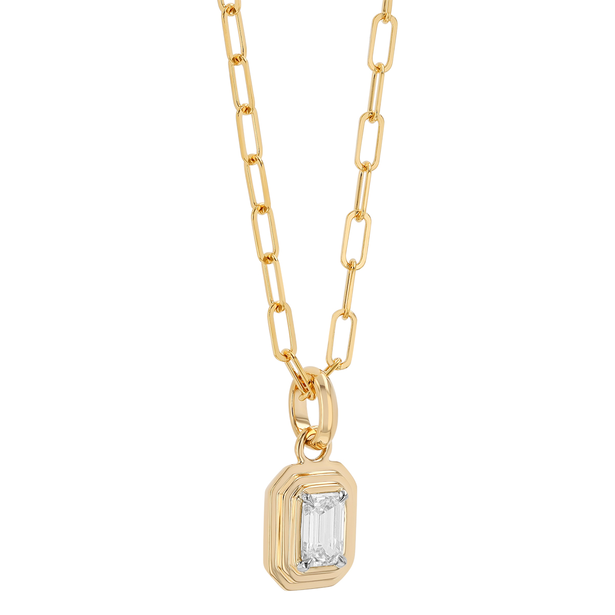 Phillips House Stories Emerald Cut Diamond Pendant in Yellow Gold & Platinum