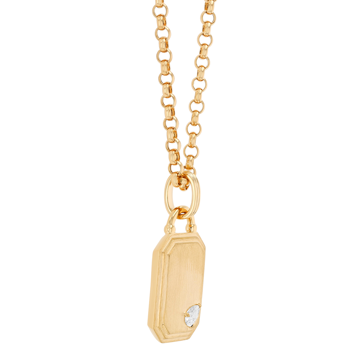 Phillips House Stories Pear Shape Diamond Dog Tag Pendant in Yellow Gold