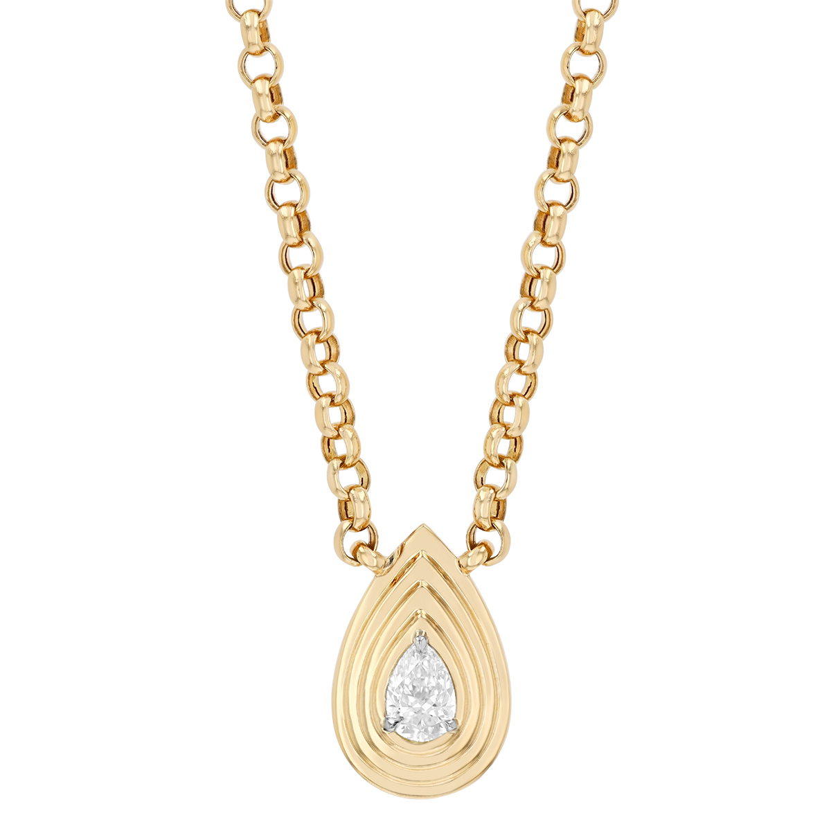 Phillips House Stories Pear Shape Diamond Pendant in Yellow Gold & Platinum