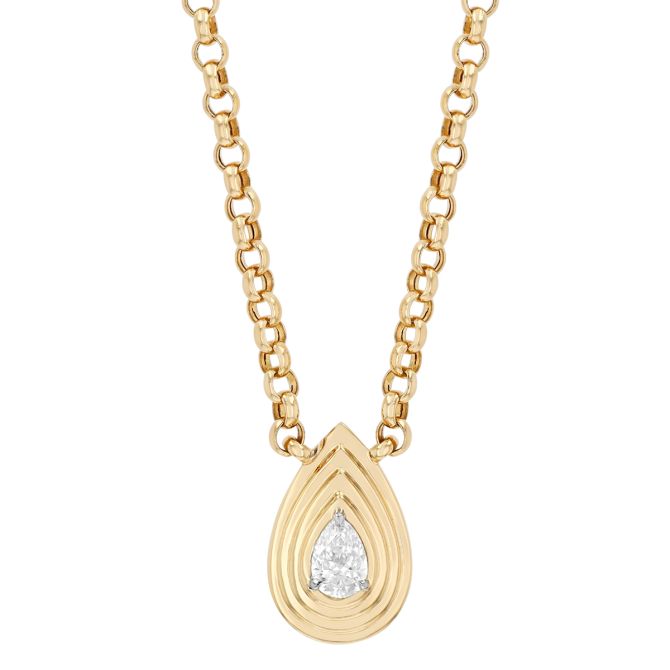 Phillips House Stories Pear Shape Diamond Pendant in Yellow Gold & Platinum
