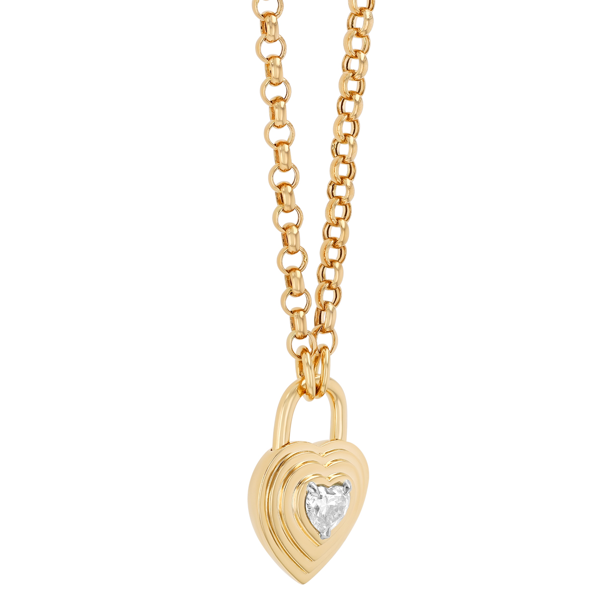 Phillips House Stories Heart Shape Diamond Lock Pendant in Yellow Gold & Platinum